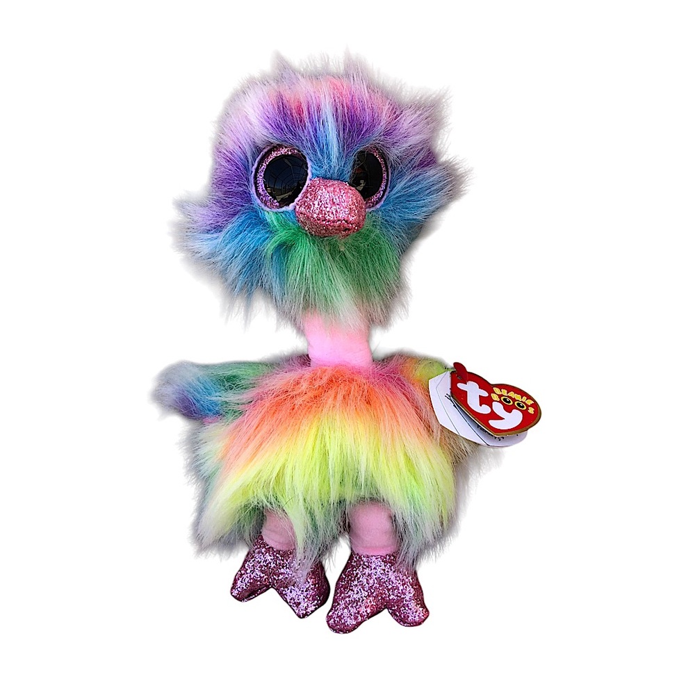 Ty Beanie Boo’s Collection ASHA‎ Rainbow Ostrich Plush Toy  8”  New